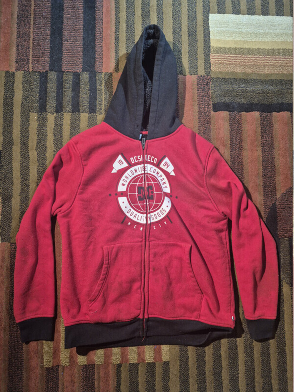 DC Shoes Sherpa Lined Zip Hoodie Men's XL Red Black Globe